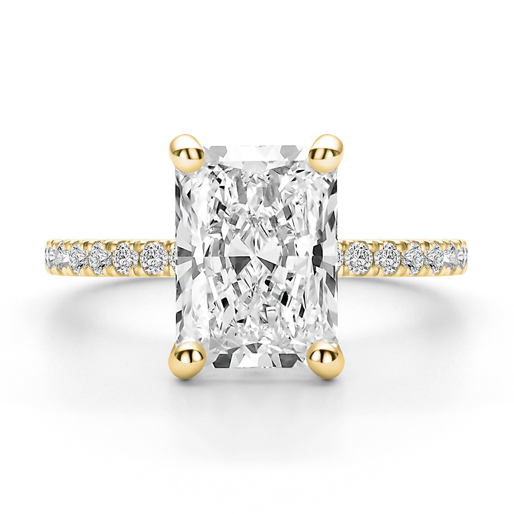 14k Yellow Gold 14k Yellow Gold Lotus Basket Radiant Cut Diamond Engagement Ring - Top View -  108545 - Thumbnail