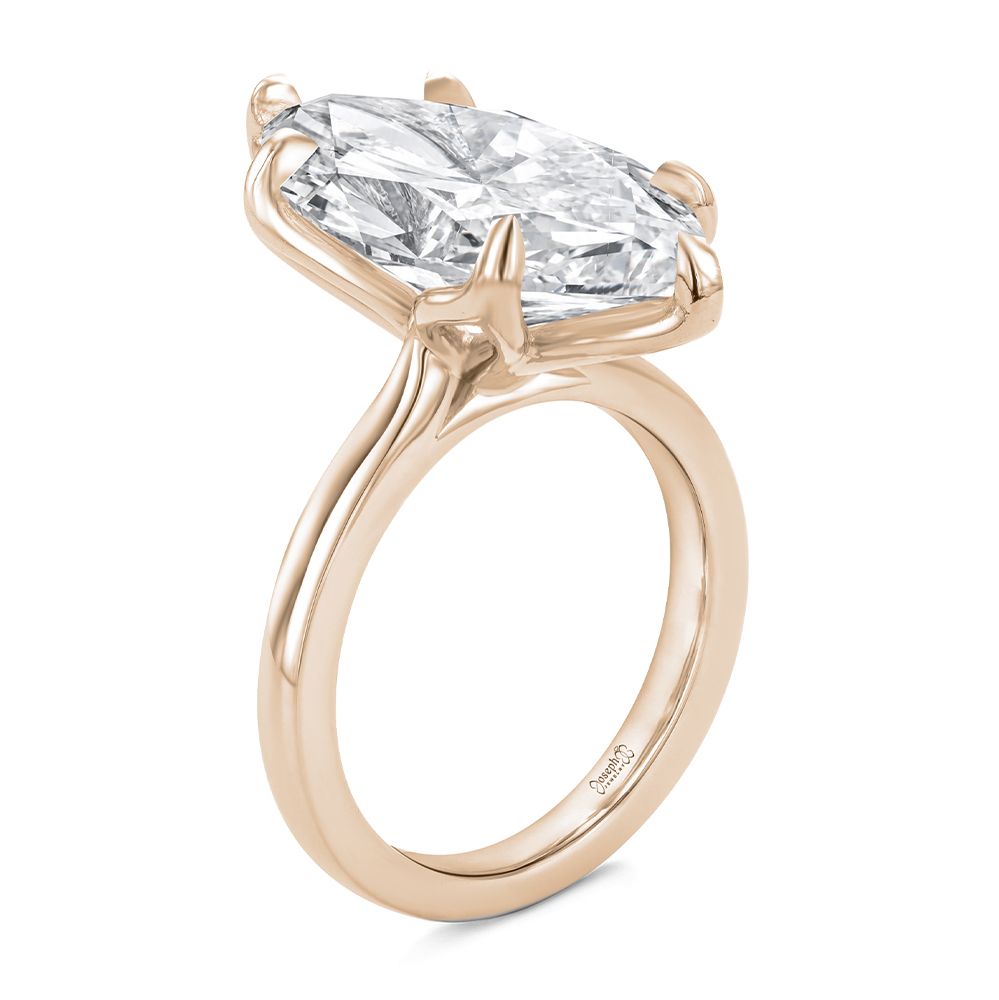Lotus Head Marquise Diamond Solitaire Engagement Ring - Image