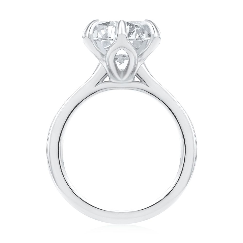 Lotus Head Marquise Diamond Solitaire Engagement Ring - Front view