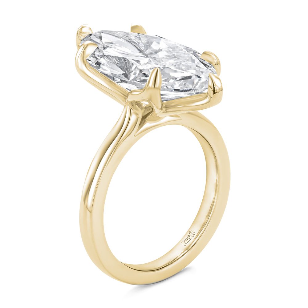 Lotus Head Marquise Diamond Solitaire Engagement Ring - Image