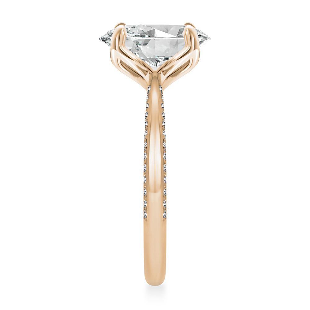 14k Rose Gold 14k Rose Gold Lotus Head Oval Pave Diamond Engagement Ring - Side View -  108551 - Thumbnail
