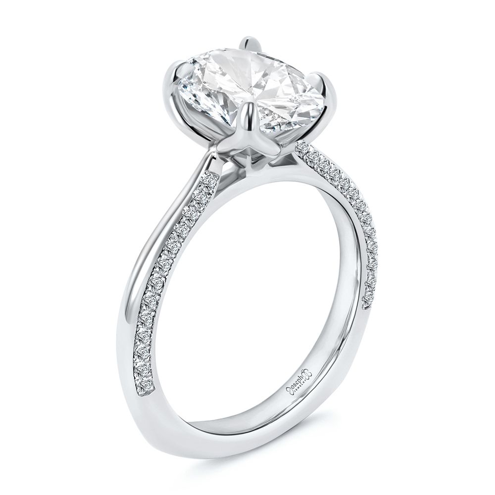 Lotus Head Oval Pave Diamond Engagement Ring - Image