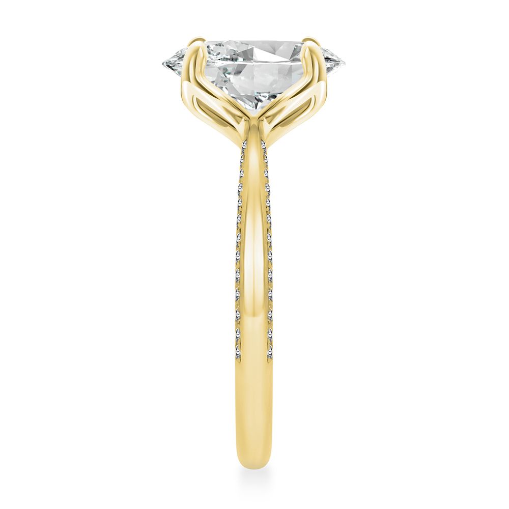 18k Yellow Gold 18k Yellow Gold Lotus Head Oval Pave Diamond Engagement Ring - Side View -  108551 - Thumbnail