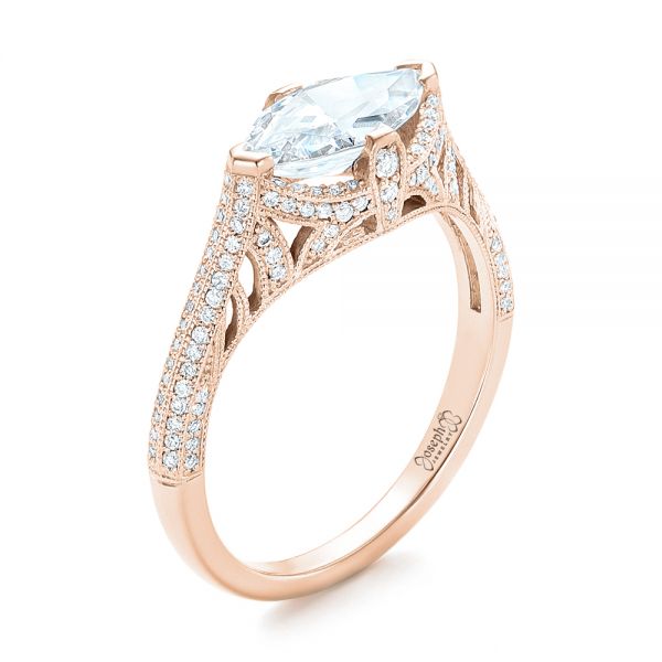 18k Rose Gold 18k Rose Gold Marquise Diamond Engagement Ring - Three-Quarter View -  102769