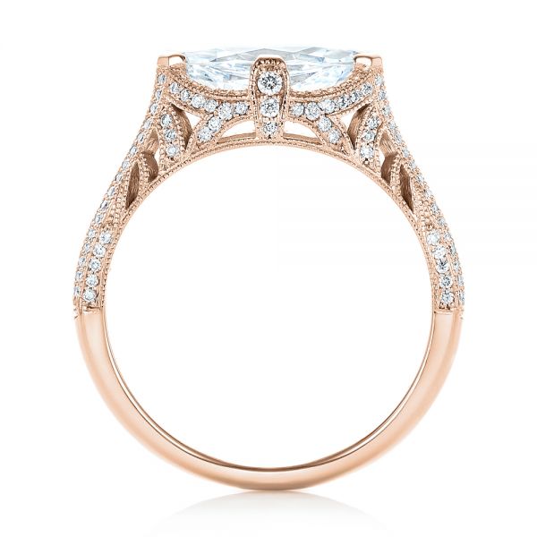 18k Rose Gold 18k Rose Gold Marquise Diamond Engagement Ring - Front View -  102769
