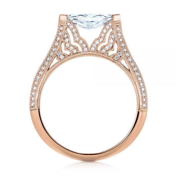18k Rose Gold 18k Rose Gold Marquise Diamond Engagement Ring - Front View -  103988