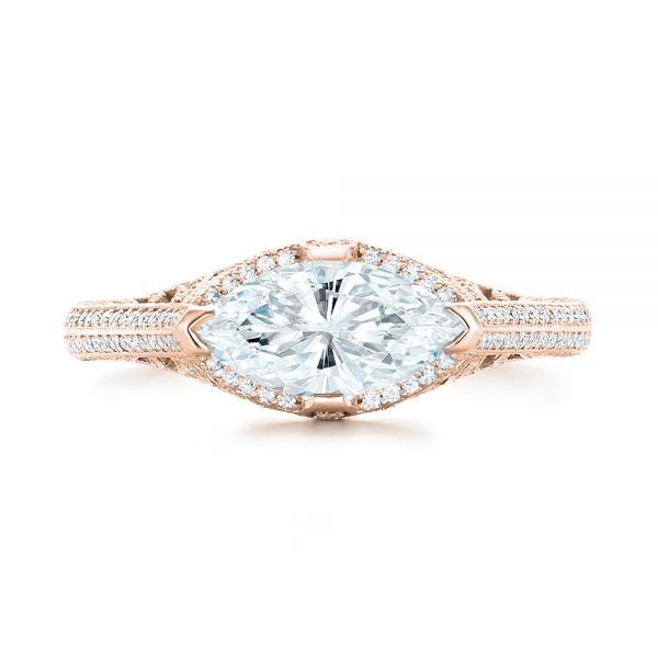 14k Rose Gold 14k Rose Gold Marquise Diamond Engagement Ring - Top View -  102769