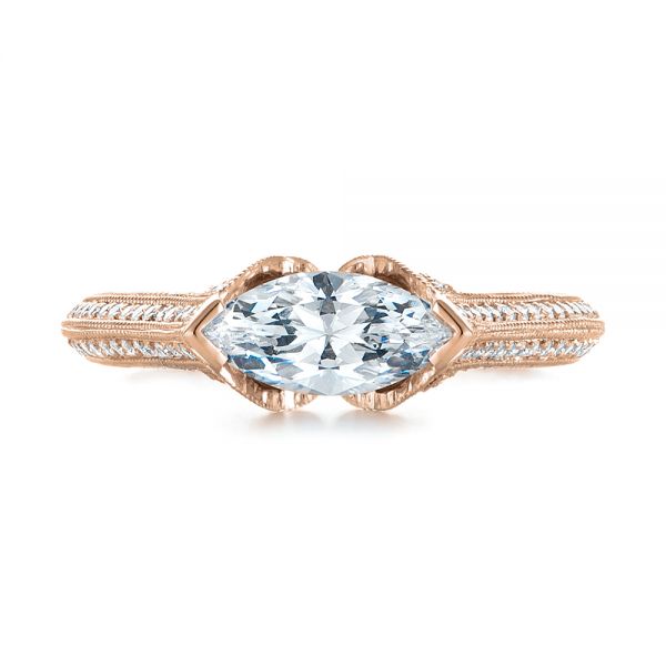 18k Rose Gold 18k Rose Gold Marquise Diamond Engagement Ring - Top View -  103988