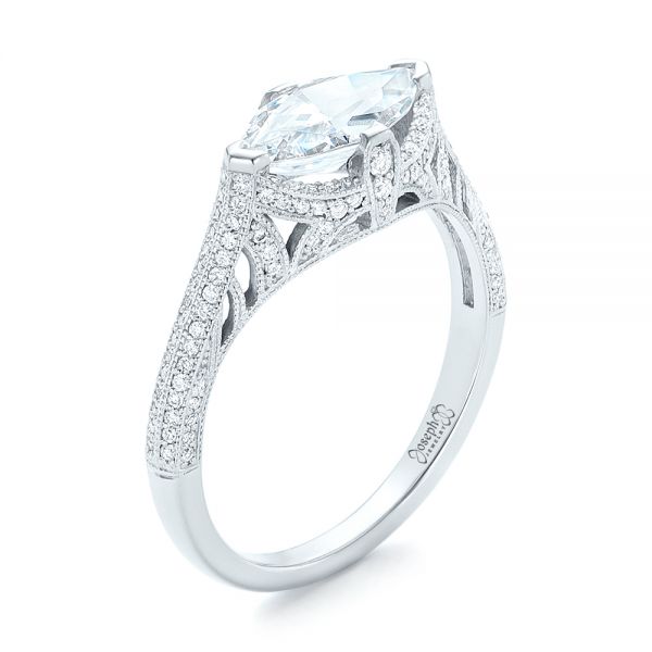  Platinum Platinum Marquise Diamond Engagement Ring - Three-Quarter View -  102769