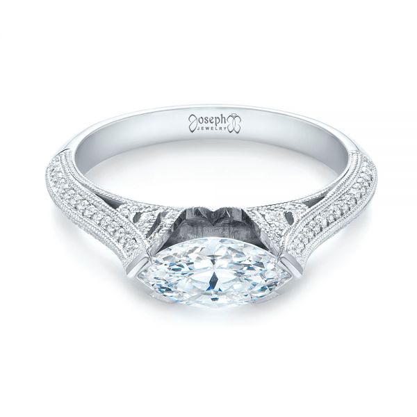 14k White Gold 14k White Gold Marquise Diamond Engagement Ring - Flat View -  103988