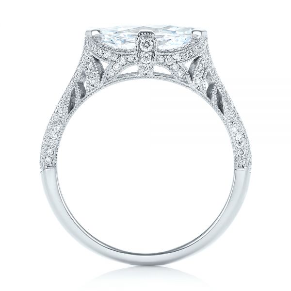 14k White Gold Marquise Diamond Engagement Ring - Front View - 102769