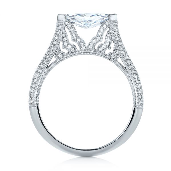 18k White Gold Marquise Diamond Engagement Ring - Front View - 103988
