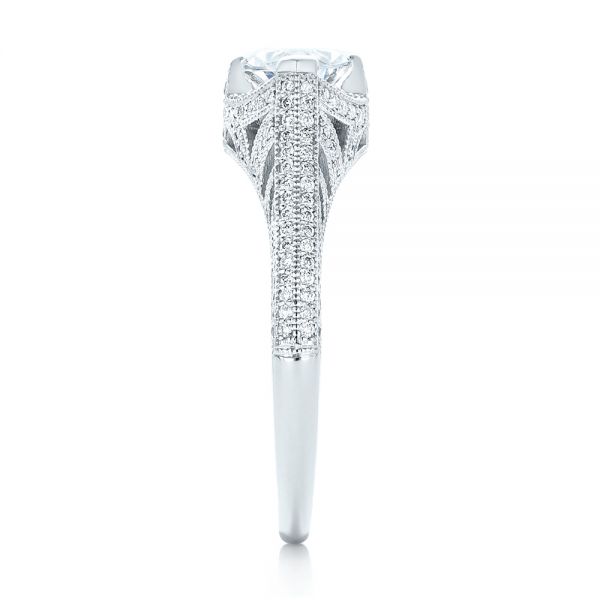 14k White Gold Marquise Diamond Engagement Ring - Side View - 102769