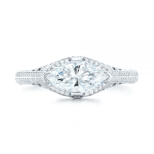 14k White Gold Marquise Diamond Engagement Ring - Top View - 102769