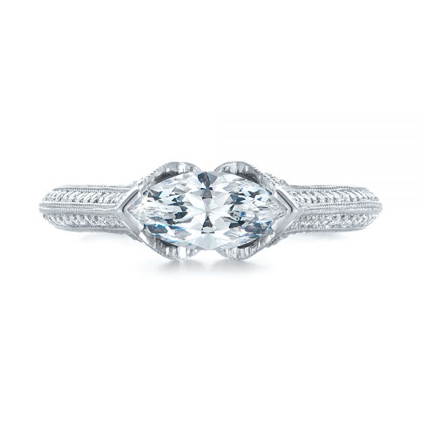 18k White Gold Marquise Diamond Engagement Ring - Top View -  103988