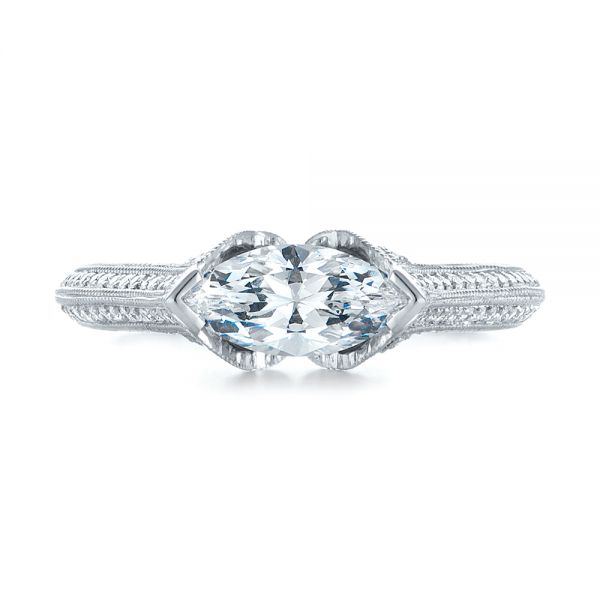 18k White Gold Marquise Diamond Engagement Ring - Top View - 103988
