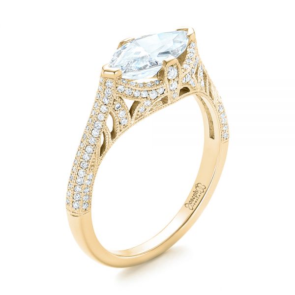 18k Yellow Gold 18k Yellow Gold Marquise Diamond Engagement Ring - Three-Quarter View -  102769
