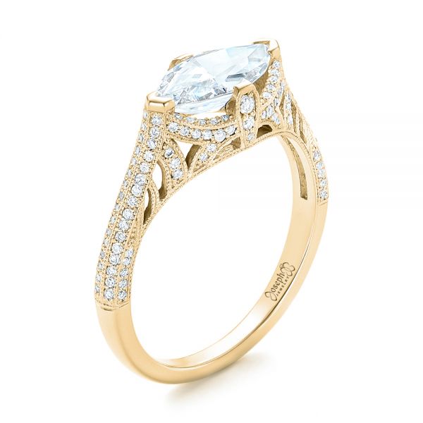18k Yellow Gold 18k Yellow Gold Marquise Diamond Engagement Ring - Three-Quarter View - 102769