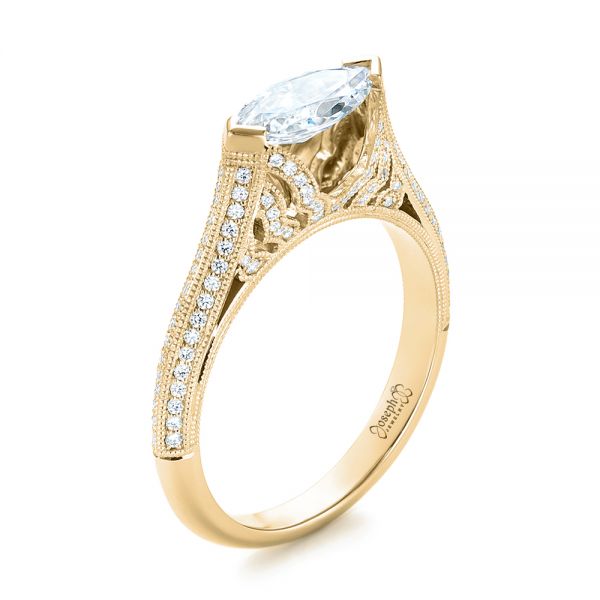 18k Yellow Gold 18k Yellow Gold Marquise Diamond Engagement Ring - Three-Quarter View -  103988