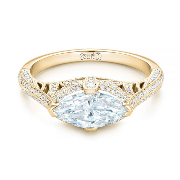 18k Yellow Gold 18k Yellow Gold Marquise Diamond Engagement Ring - Flat View -  102769