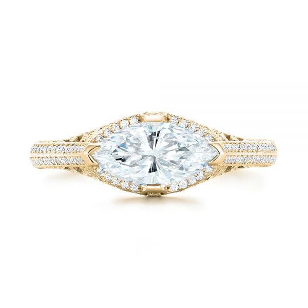 18k Yellow Gold 18k Yellow Gold Marquise Diamond Engagement Ring - Top View - 102769