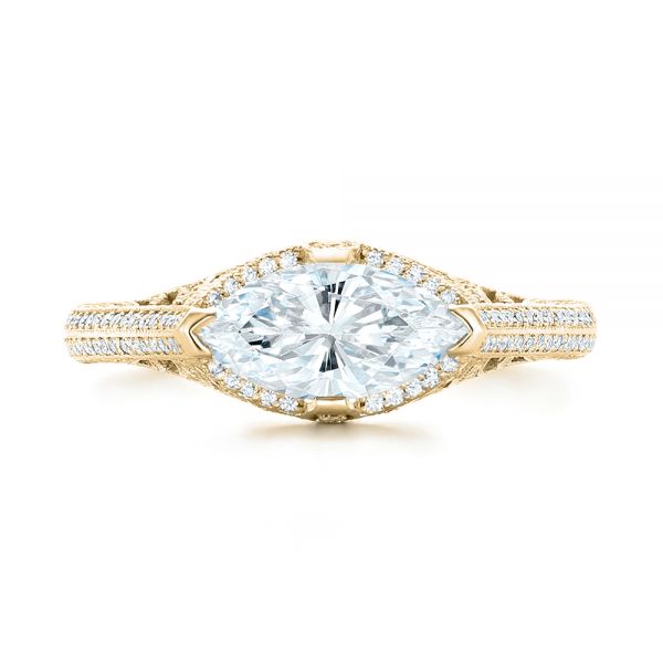 14k Yellow Gold 14k Yellow Gold Marquise Diamond Engagement Ring - Top View -  102769