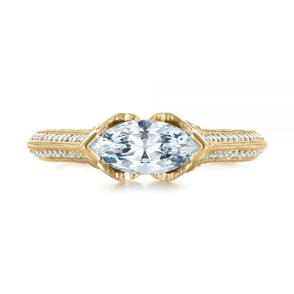 18k Yellow Gold 18k Yellow Gold Marquise Diamond Engagement Ring - Top View -  103988