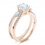 14k Rose Gold 14k Rose Gold Marquise Diamond Engagement Ring With Eternity Band - Three-Quarter View -  100003 - Thumbnail