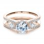 14k Rose Gold 14k Rose Gold Marquise Diamond Engagement Ring With Eternity Band - Flat View -  100003 - Thumbnail