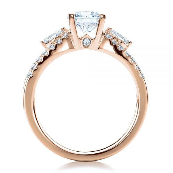 18k Rose Gold 18k Rose Gold Marquise Diamond Engagement Ring With Eternity Band - Front View -  100003