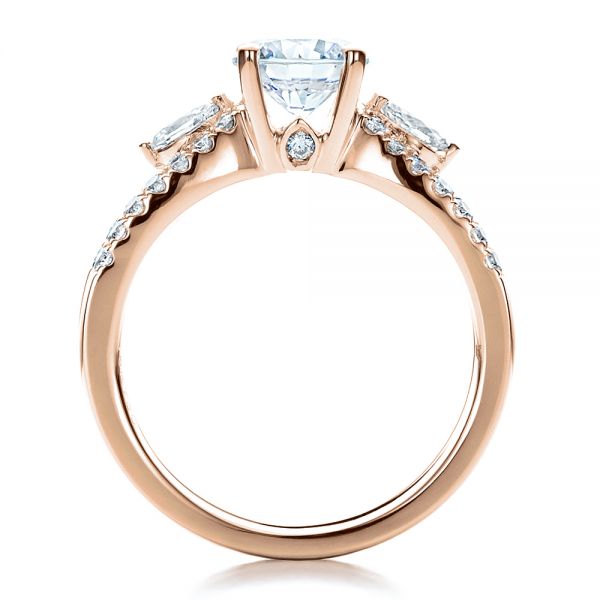 18k Rose Gold 18k Rose Gold Marquise Diamond Engagement Ring With Eternity Band - Front View - 100003