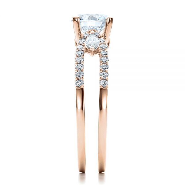 18k Rose Gold 18k Rose Gold Marquise Diamond Engagement Ring With Eternity Band - Side View - 100003