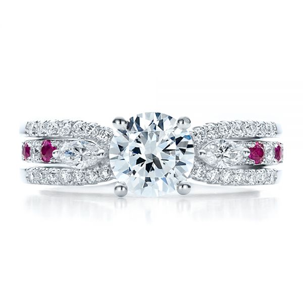  Platinum Platinum Marquise Diamond Engagement Ring With Eternity Band - Three-Quarter View -  100003
