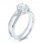 14k White Gold 14k White Gold Marquise Diamond Engagement Ring With Eternity Band - Three-Quarter View -  100003 - Thumbnail