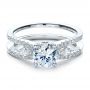 18k White Gold Marquise Diamond Engagement Ring With Eternity Band - Flat View -  100003 - Thumbnail