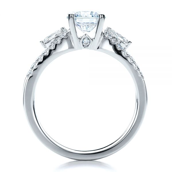 14k White Gold 14k White Gold Marquise Diamond Engagement Ring With Eternity Band - Front View -  100003