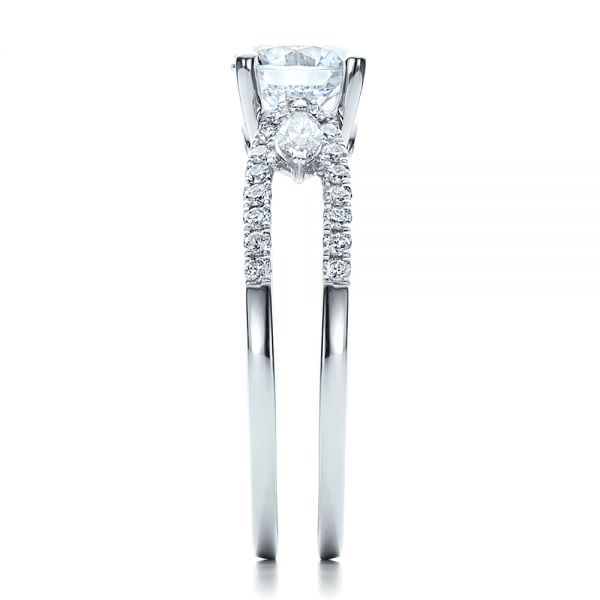 18k White Gold Marquise Diamond Engagement Ring With Eternity Band - Side View -  100003
