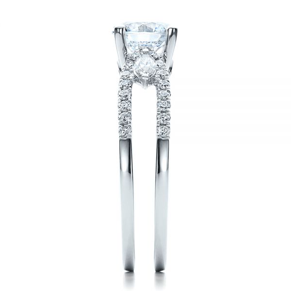 18k White Gold Marquise Diamond Engagement Ring With Eternity Band - Side View -  100003