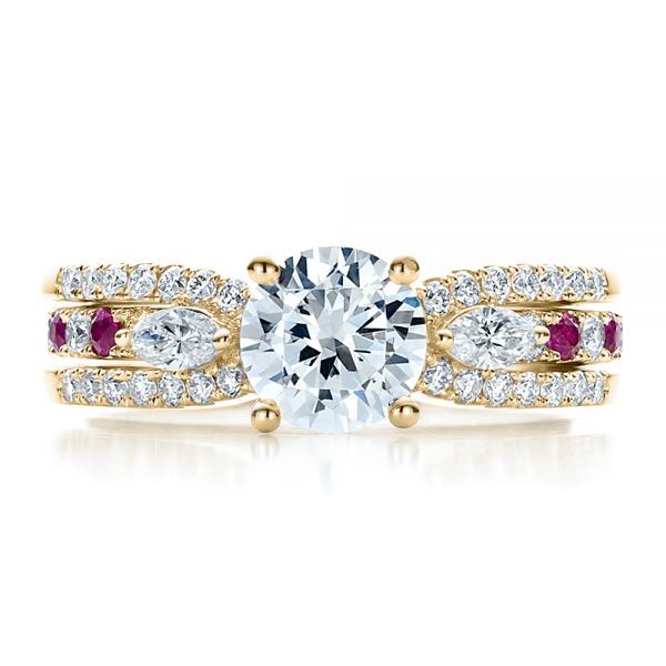 14k Yellow Gold 14k Yellow Gold Marquise Diamond Engagement Ring With Eternity Band - Three-Quarter View - 100003