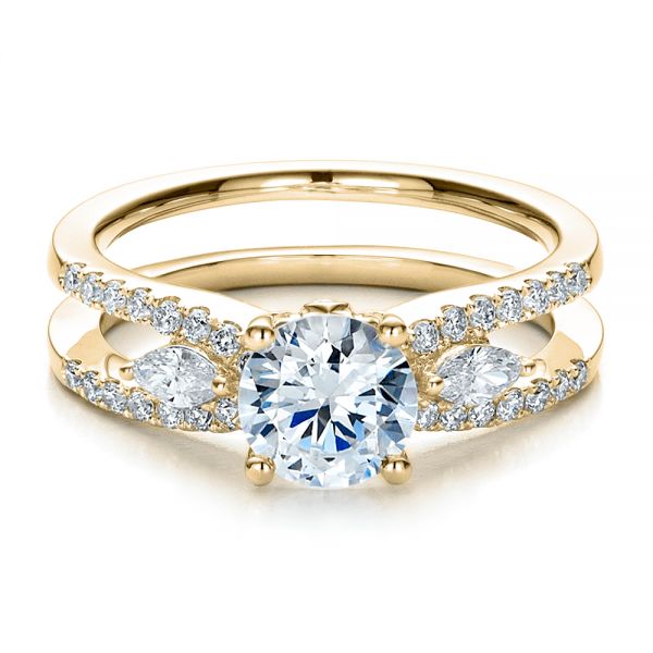 14k Yellow Gold 14k Yellow Gold Marquise Diamond Engagement Ring With Eternity Band - Flat View - 100003