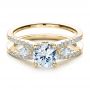 18k Yellow Gold 18k Yellow Gold Marquise Diamond Engagement Ring With Eternity Band - Flat View -  100003 - Thumbnail