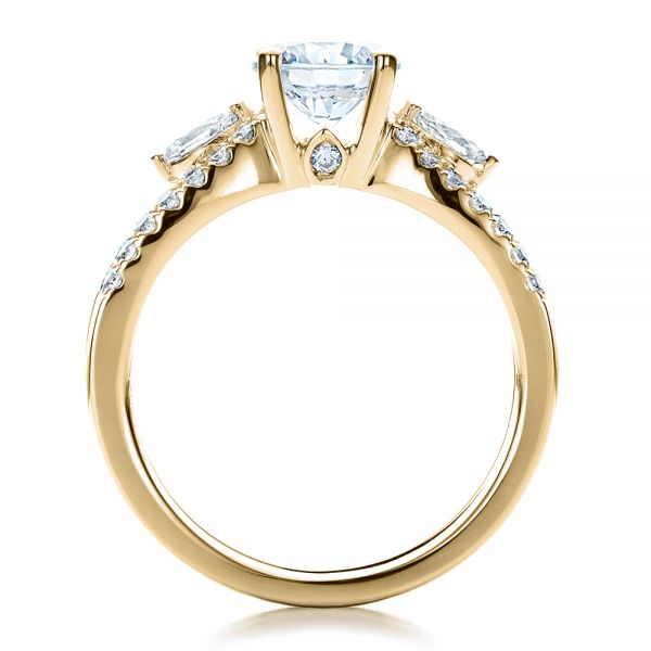 18k Yellow Gold 18k Yellow Gold Marquise Diamond Engagement Ring With Eternity Band - Front View -  100003