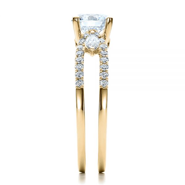 14k Yellow Gold 14k Yellow Gold Marquise Diamond Engagement Ring With Eternity Band - Side View -  100003
