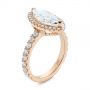 18k Rose Gold 18k Rose Gold Marquise Diamond Halo Engagement Ring - Three-Quarter View -  105189 - Thumbnail