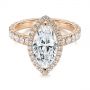 18k Rose Gold 18k Rose Gold Marquise Diamond Halo Engagement Ring - Flat View -  105189 - Thumbnail