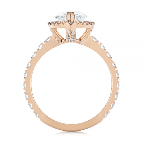14k Rose Gold 14k Rose Gold Marquise Diamond Halo Engagement Ring - Front View -  105189