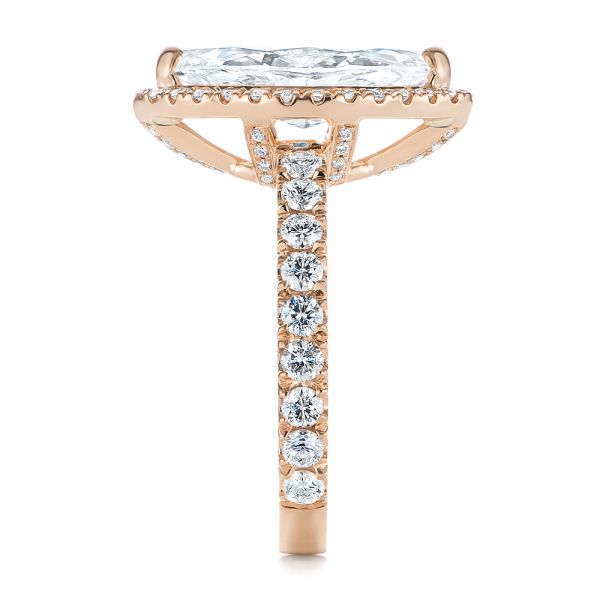 18k Rose Gold 18k Rose Gold Marquise Diamond Halo Engagement Ring - Side View -  105189