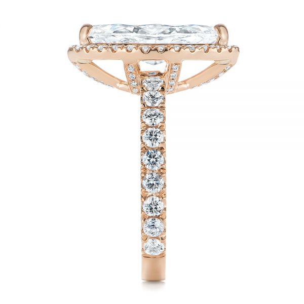 14k Rose Gold 14k Rose Gold Marquise Diamond Halo Engagement Ring - Side View -  105189