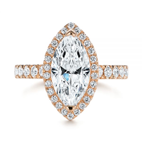 14k Rose Gold Marquise Diamond Halo Engagement Ring #105189 - Seattle ...