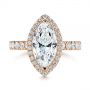 18k Rose Gold 18k Rose Gold Marquise Diamond Halo Engagement Ring - Top View -  105189 - Thumbnail